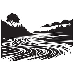 River silhouette vector illustration