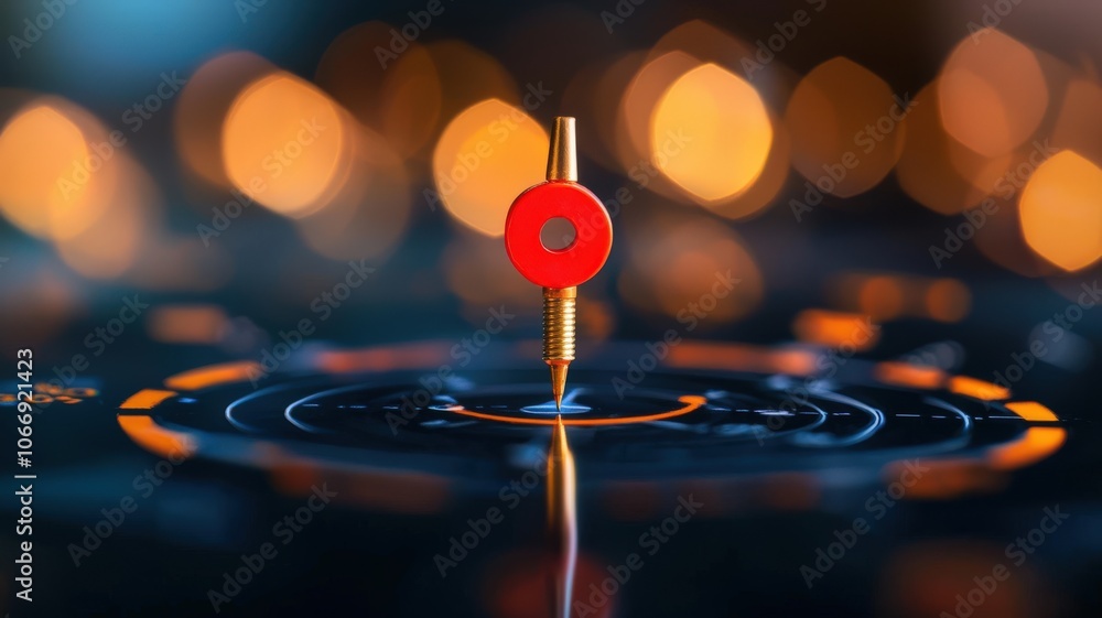 Poster a close-up of a red marker on a futuristic interface with glowing elements, perfect for technology t