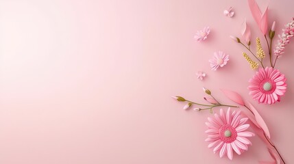 Naklejka premium A bold pink flower background with vibrant arrangements, ideal for creating eye-catching visuals for events, marketing materials, and promotions.