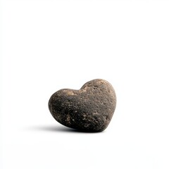 Fototapeta premium A heart-shaped stone on a white isolated background, symbolizing love and nature's beauty.