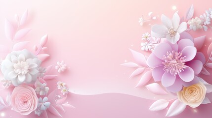 Naklejka premium A chic pink background studio shot with elegant floral designs, perfect for enhancing feminine branding, beauty products, and wedding invitations.