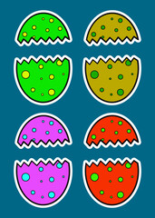 Dinosaur Egg Cartoon Doodle Sticker Illustration