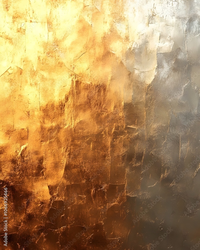 Aufkleber an artistic close-up of a textured surface combining warm gold and cool silver tones, creating a str