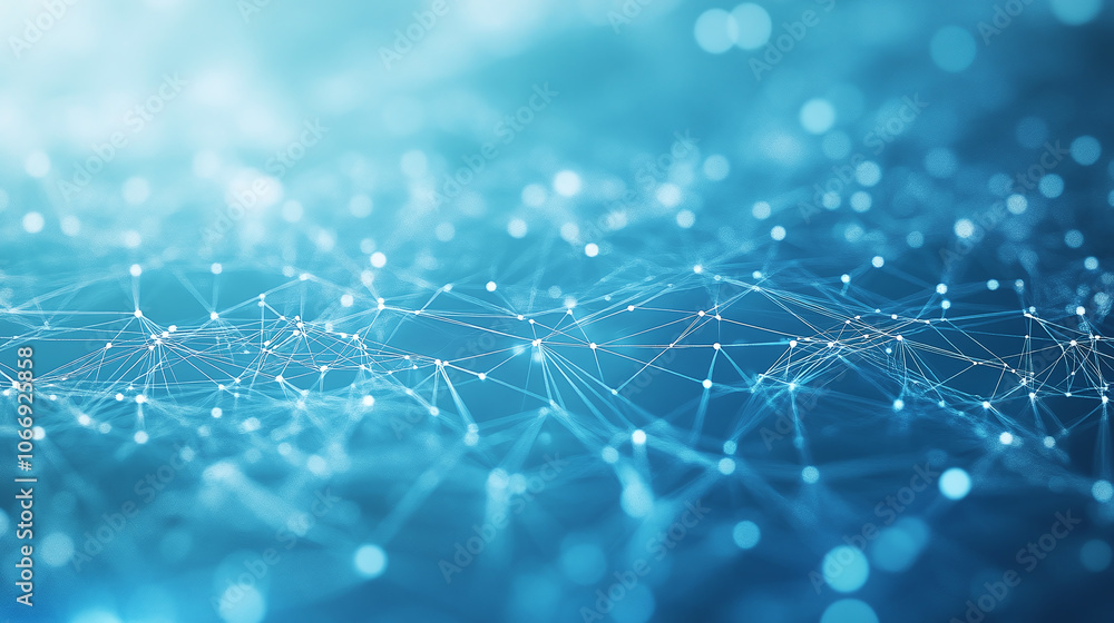 Aufkleber abstract network of connected nodes and lines on a blue background, symbolizing data transmission, t