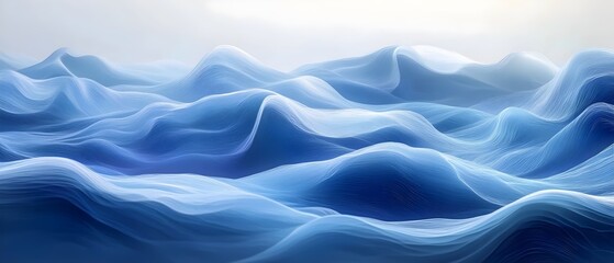 Obraz premium An abstract representation of ocean waves in various shades of blue, creating a serene and calming atmosphere that evokes feelings of tranquility and depth.