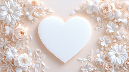 A delicate heart background featuring intricate floral designs and soft hues, ideal for conveying romance and elegance in wedding invitations or love notes.