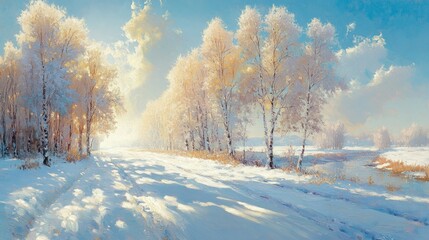 Fototapeta premium amazing winter landscape with mountains on horizon. fir trees covered with snow. beautiful winter landscape