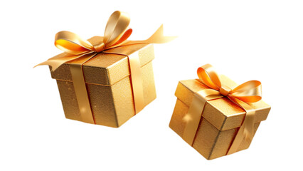 Flying Two Golden Gift Box 3D Render Icon Isolated on Transparent Background