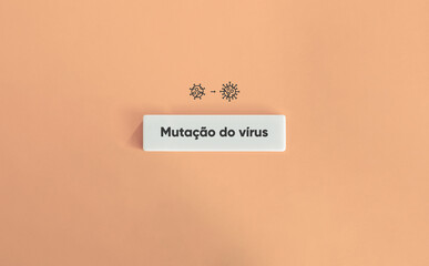 Virus Mutation Banner and Concept Image. Viral Replication, Genetic Copying Errors. Icon and Text on Block Letter Tile.