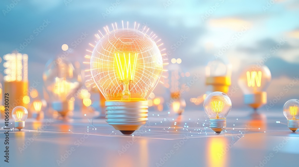 Poster an artistic image of smart lights displayed in various shapes and colors, showcasing the creativity 