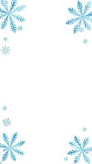 Beautiful blue snowflakes border on a white background perfect for winter-themed designs, winter, snowflakes