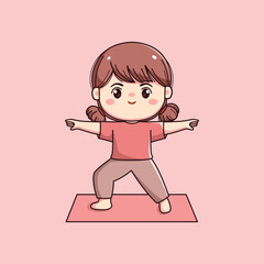 cute girl character doing yoga