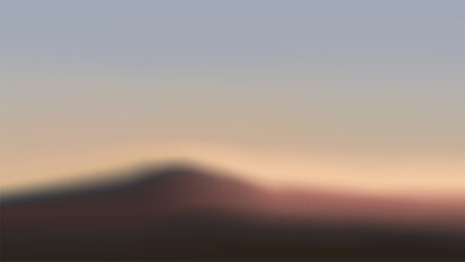Abstract blurred mountain nature landscape desktop wallpaper vector. Brown mountain with sunrise sky in nature landscape abstract background. Blurred brown sunrise sky nature desktop wallpaper