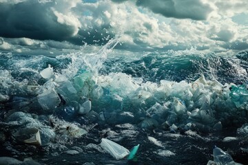 polution ocean. plastic. Ecological problem of garbage in the oceans.