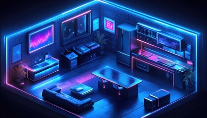 Naklejka premium AR interface for smart homes displaying connected IoT devices