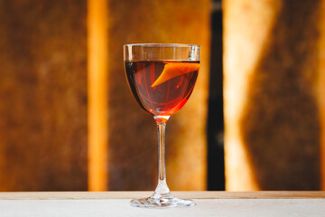 Cocktail party, alcoholic cocktail on the background of a restaurant, menu, bar, pub.