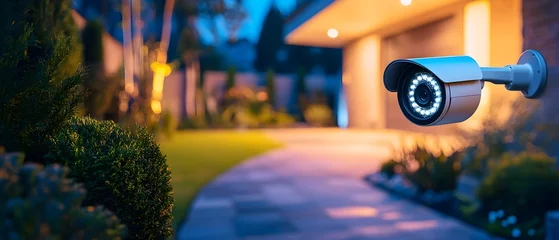 Night Vision CCTV Capturing Driveway and Garden for Home Security Surveillance © vanilnilnilla