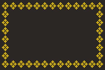 Border design concept of group of yellow flowers isolated on dark background - vector illustration