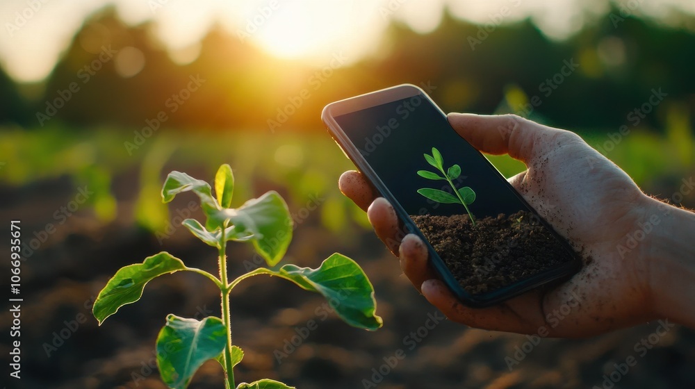 Poster farmer monitors crop water levels using smartphone app for enhanced smart farming practices