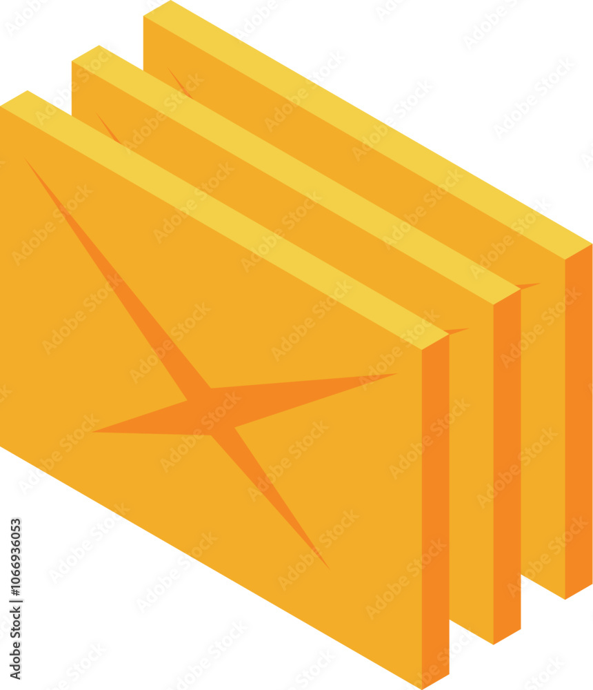 Poster isometric vector illustration represents receiving multiple letters, emphasizing communication and c