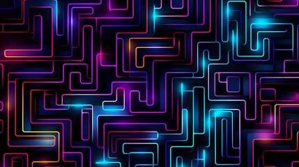 Vibrant Neon Maze Abstract Background Design
