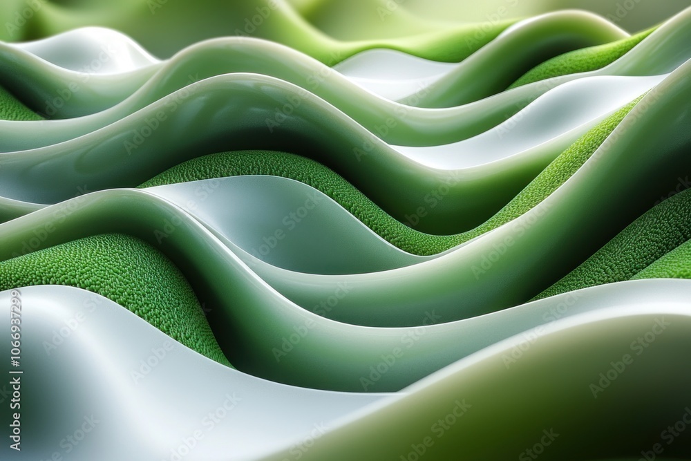 Poster abstract green and white wavy pattern