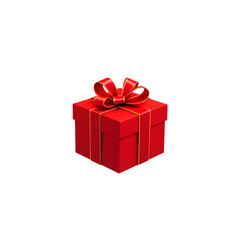 Obraz premium Red Gift Box Isolated on Transparent Background Cutout PNG