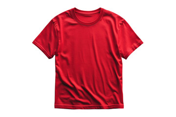 A bright red cotton t-shirt displayed on a plain white background for product showcase
