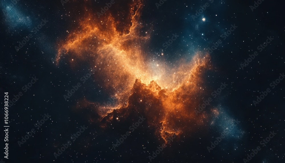 Poster vibrant chaos of a nebula illuminated by stellar activity in deep space
