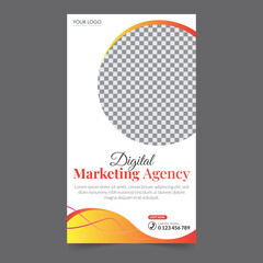 Fototapeta premium Digital marketing social media story business webinar for social media post, business post or stories banner template geometric shape design for attractive abstract elements post background space