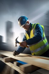 Construction Worker in Action 