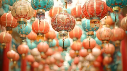 Obraz premium Red Lanterns Festive Chinese Decor