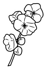 Cherry Blossom Doodle Element coloring page cartoon illustration