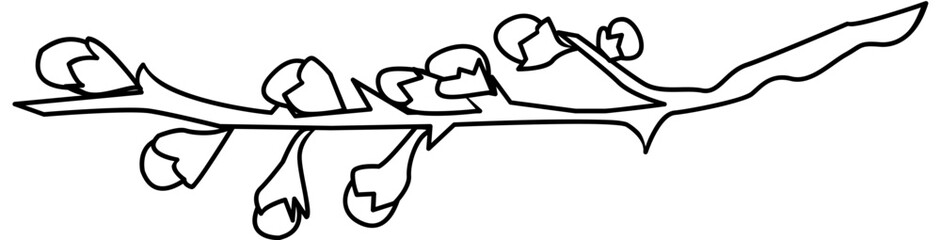 Cherry Blossom Doodle Element coloring page cartoon illustration