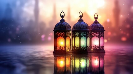 Fototapeta premium Ramadan Lanterns Glow In Dusk