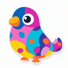 Fototapeta premium flat cutout vector sticker of customizable bird with vibrant plumage, isolated on white background
