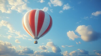 Naklejka premium Hot Air Balloon Soaring Through a Clear Sky
