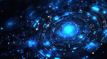 Obraz premium Abstract blue glowing futuristic technology background.