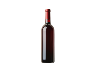 a bottle of wine with a red cap