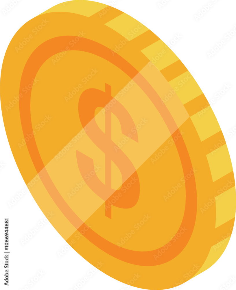 Wall mural Gold coin rotating, showing dollar sign, ideal for concepts related to finance and investment