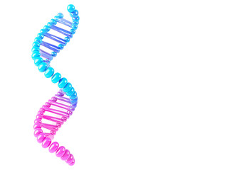 a dna spiral with blue and pink balls
