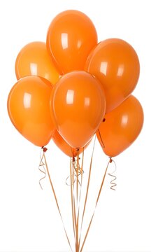Free floating orange balloons white background anniversary celebration isolated on white background