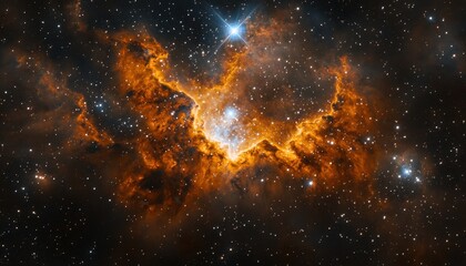 A vibrant cosmic chaos with swirling stars illuminating a distant nebula
