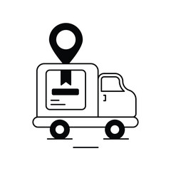 delivery location glyph icon with white background vector stock illustration