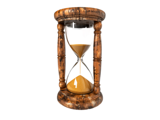 a sand clock with a white background