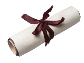 a rolled up paper with a bow