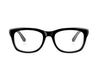 a black framed glasses with black rims