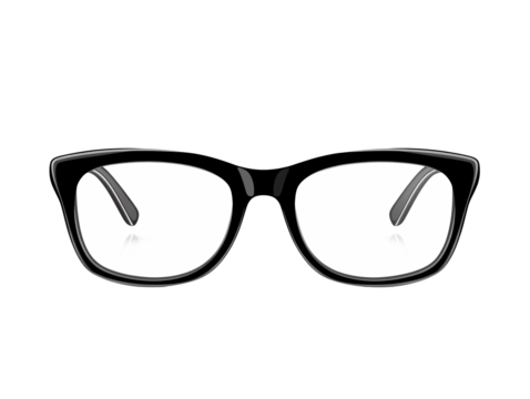 a black framed glasses with black rims