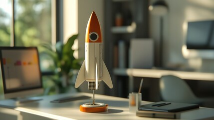 Creative Desk Model of a Rocket Launching