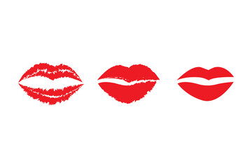 Red lips icon. Kiss mark illustration. Love symbol graphic. Vector element.